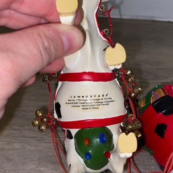 Cow Parade Jingle Cow Jingle All The Way 2007 Christmas Cowjingle Figurine - Picture 6 of 6